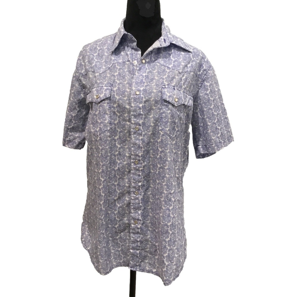 wrangler wrancher Short Sleeve shirt pearl snap Med